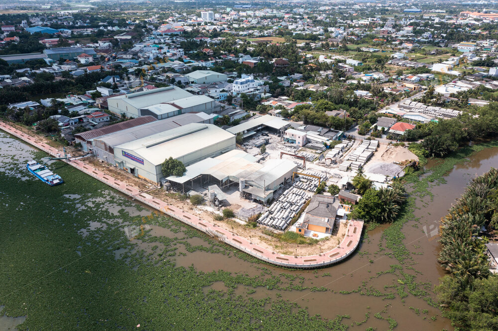 Ảnh flycam xưởng sản xuất bê tông công ty Minh Khôi