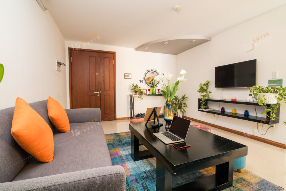 Góc phòng khách trong căn hộ Airbnb của chị Ngân