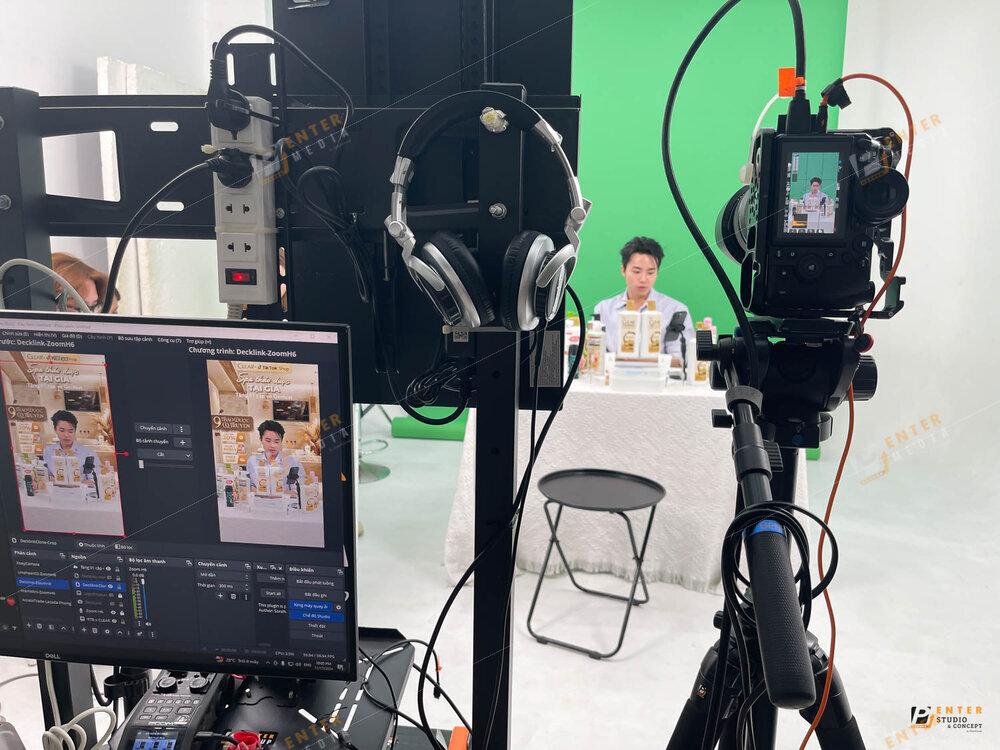 Hậu trường cho thuê phòng livestream 40m2 cho Agency Metub tại Enter Media