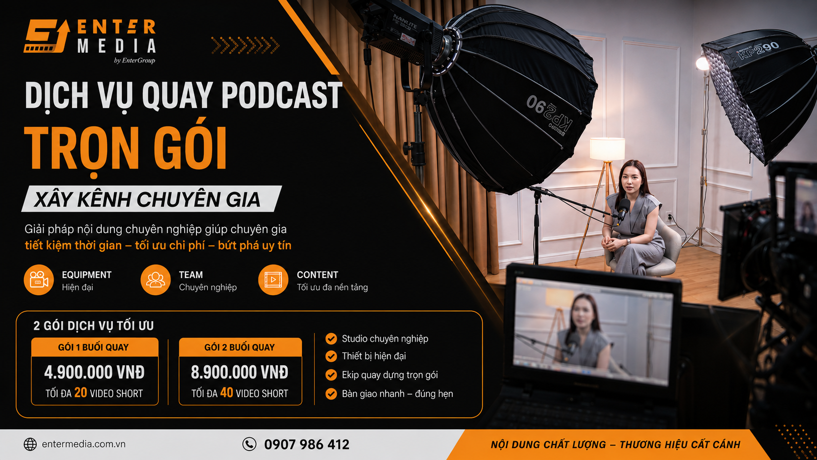 Dịch vụ quay podcast trọn gói, xây kênh chuyên gia